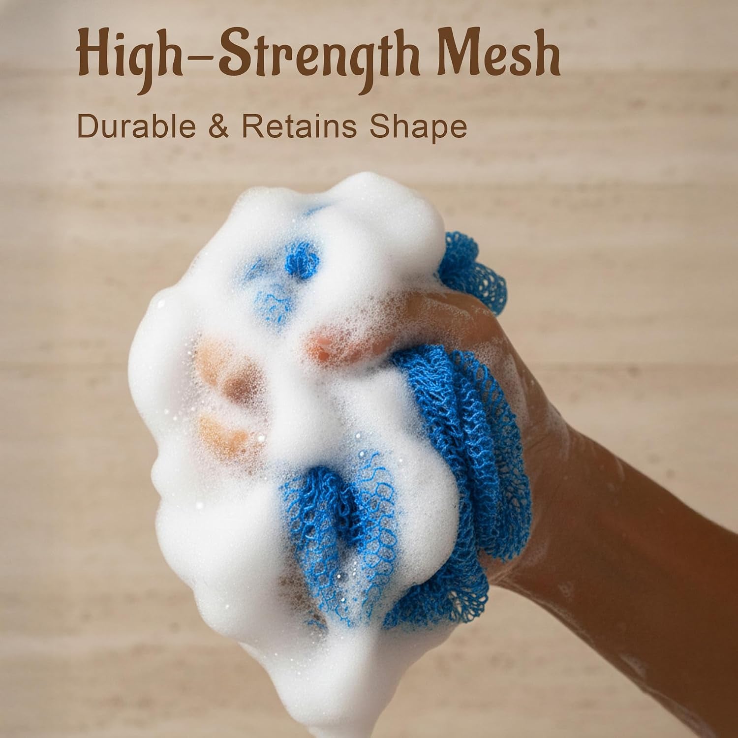 African Net Sponge Authentic with Knots - Exfoliating Washcloth Towel, Back Scrubber for Shower Bath, Exfoliating Body Scrubber Exfoliator, African Rags Wash Cloth Loofah Lufa Sponge