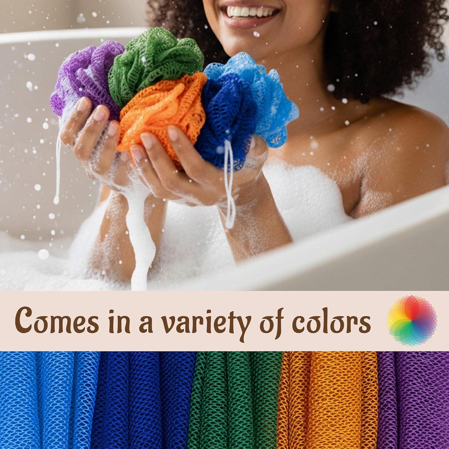African Net Sponge Authentic with Knots - Exfoliating Washcloth Towel, Back Scrubber for Shower Bath, Exfoliating Body Scrubber Exfoliator, African Rags Wash Cloth Loofah Lufa Sponge