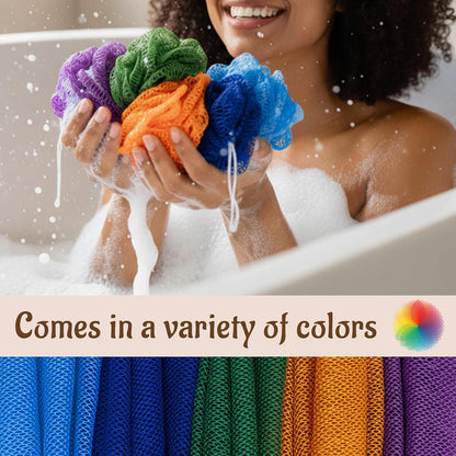 African Net Sponge Authentic with Knots - Exfoliating Washcloth Towel, Back Scrubber for Shower Bath, Exfoliating Body Scrubber Exfoliator, African Rags Wash Cloth Loofah Lufa Sponge