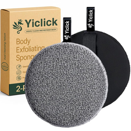 Exfoliating Body Scrubber (2 Pack), Body Exfoliator Scrubber, Exfoliating Sponge for Shower Bath, Shower Loofah Luffa Lufa with Handle, Dead Skin Exfoliator for Body Scrub, Men Women