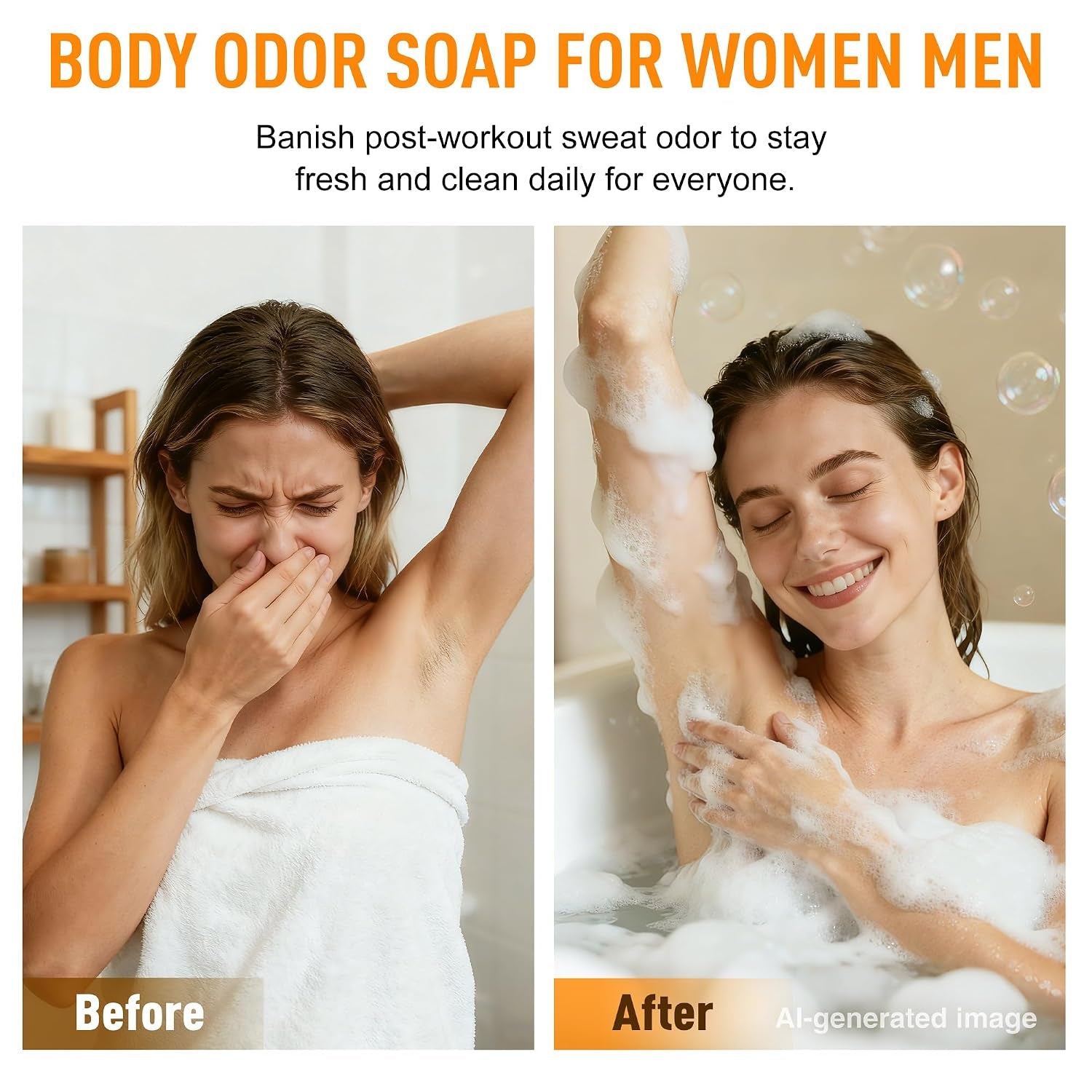 Round Persimmon Soap for Body Odor & Aging Odor, 2 Bars | Persimmon Deodorizing Soap for Underarm Odor, Gentle Purifying Soap for Women & Men, Sweet Persimmon Scent, 4.23 Oz Each